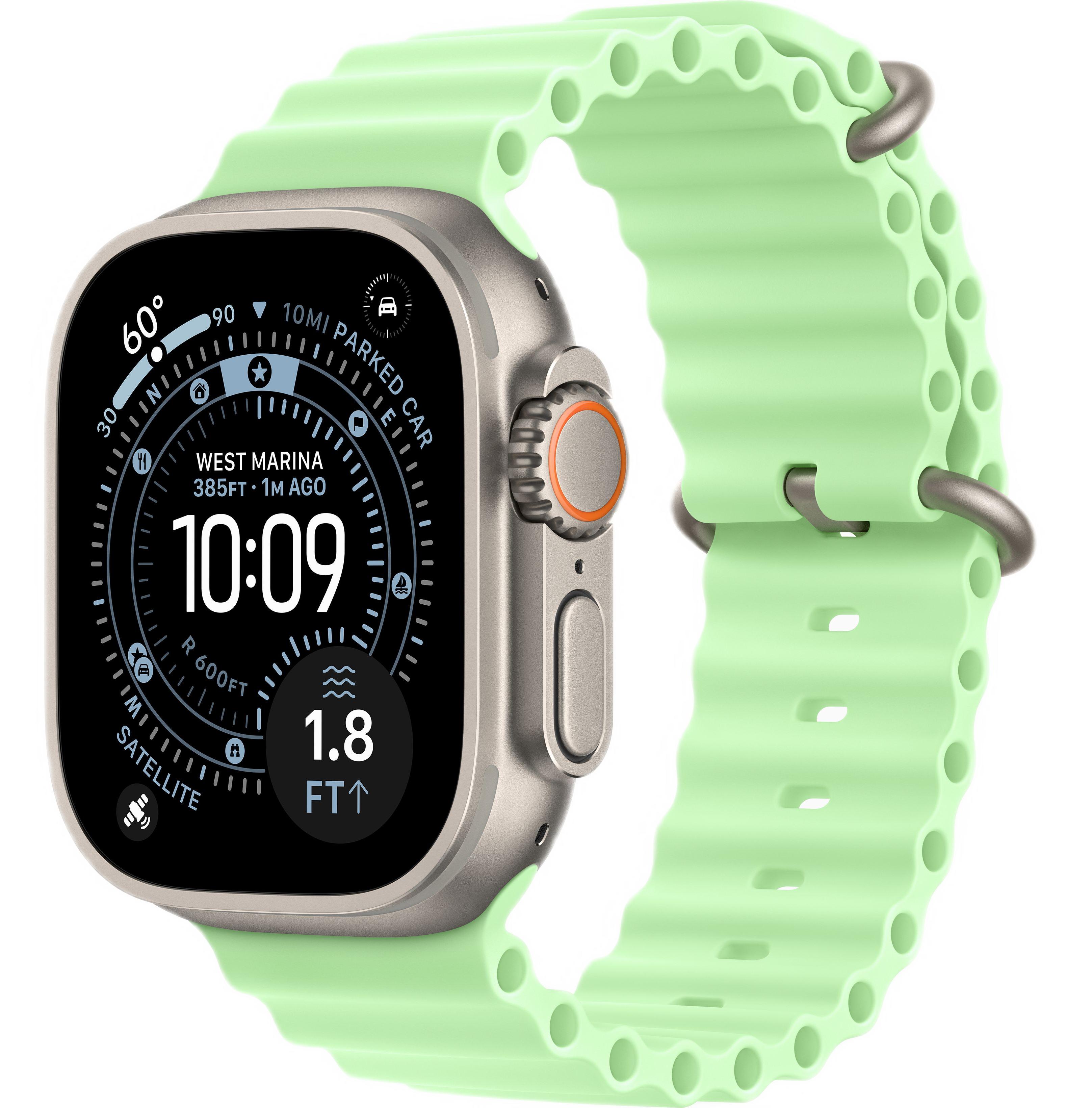 Смарт-часы Apple Watch Ultra 3, Natural Titanium case (Ocean band Neon Green)