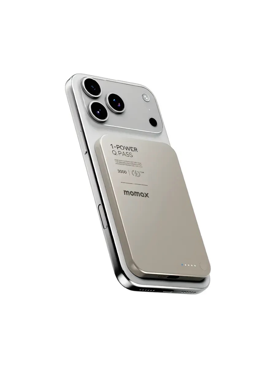 Магнитный повербанк MOMAX  3000mAh Magnetic wireless Battery Pack Титан